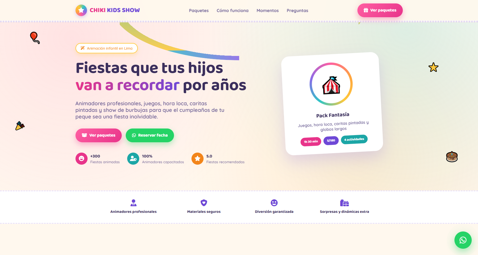 Landing page de Chiki Kids Show